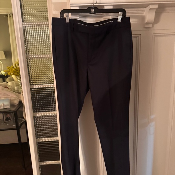 NWOT BONOBOS Pants Mens Size 35 Navy Blue Slim Fit Tapered Leg Wool Flat Front - Picture 2 of 11